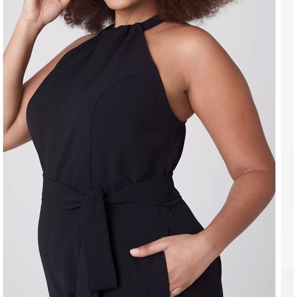 NWT Lane Bryant Black Halter Wide Leg Jumpsuit Belted Palazzo Pants jumpsuit 26 - Picture 3 of 5